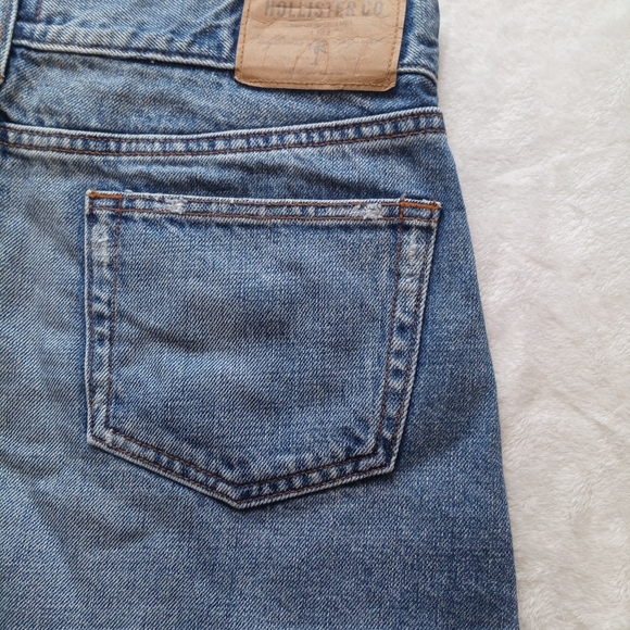 Hollister size 7 32 waist denim y2k Frayed Hem Blue Mini Skirt button front - Picture 2 of 9